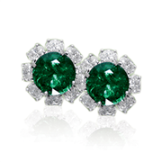 Emerald diamond cluster earrings
